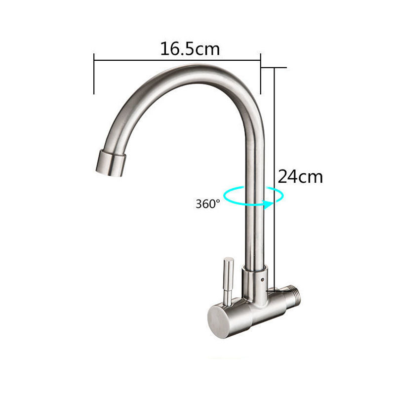 304 acero inoxidable cocina grifo 4 puntos giratorio grifo transfronterizo ingeniería mayorista doméstica cocina grifo de agua fría única