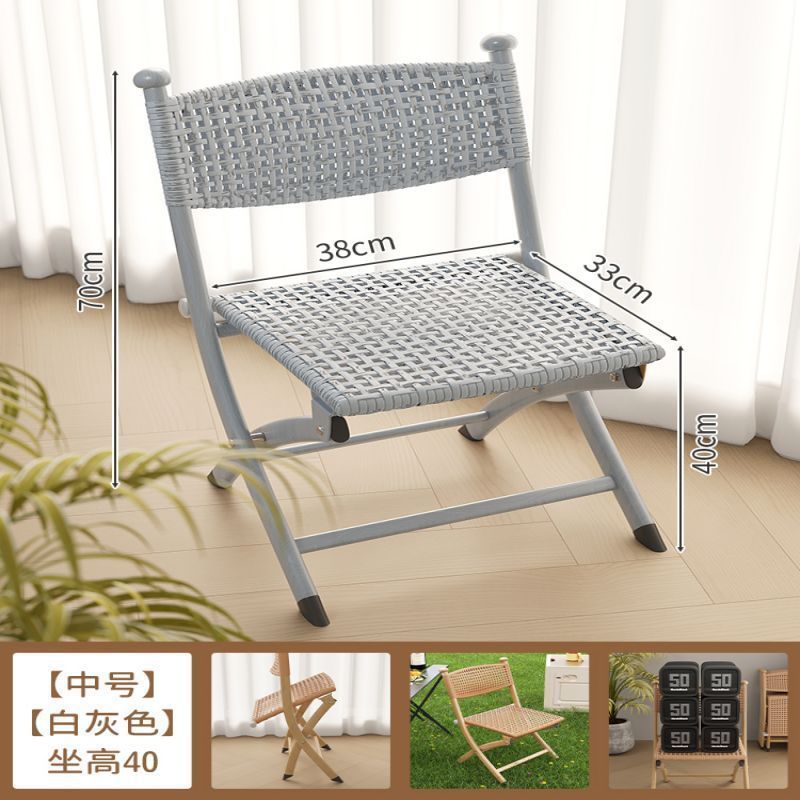 우아한 그레이 미디엄 사이즈 + 더블 레이어 고급 라탄 + 핸드메이드 직조