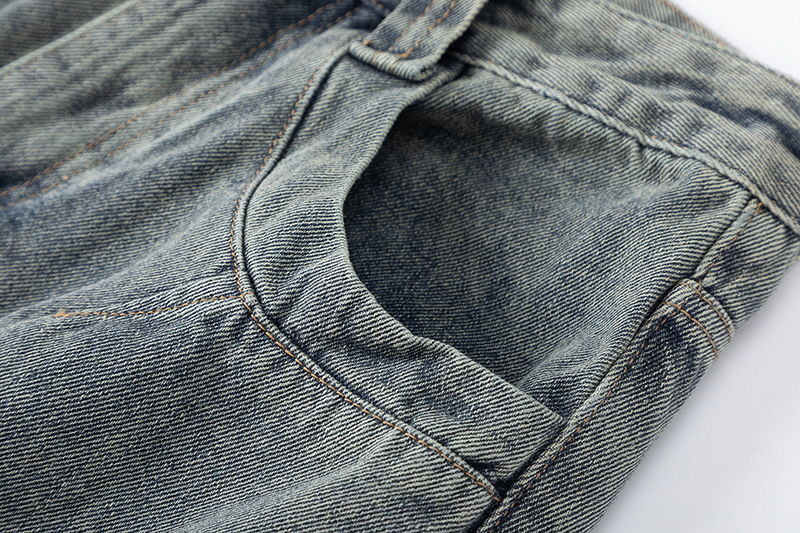 Men Women Curved Hem Jeans Loose Straight Leg Pants Trendy Casual Versatile Autumn Street Style Creative Design_mkmklike.com
