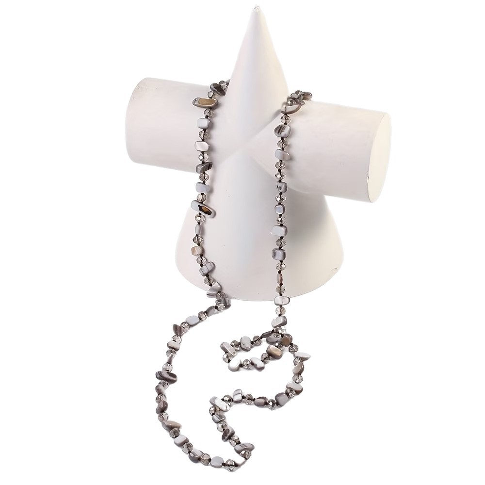 Long Multi-layer Beaded Shell Necklace With Colorful Crystals_voghion.com