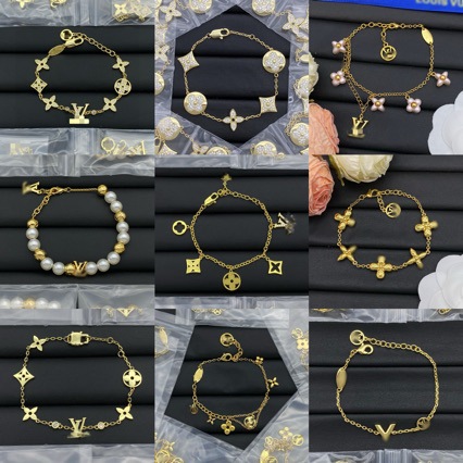 跨境驴家V字母精工对版七花满钻手链女欧美百搭轻奢手饰工厂批发