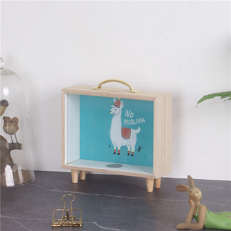 Nórdico ins creativo hogar de madera alcancía dormitorio escritorio decoración foto apoyos sundries caja almacenamiento