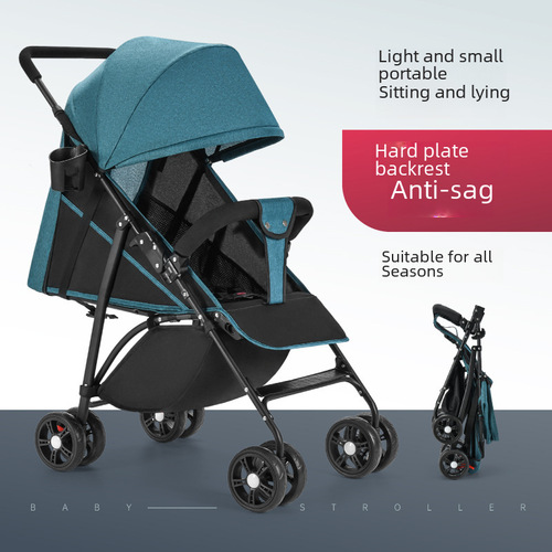 Wholesale convertible stroller, suitable for sitting and lying, ultra-light and portable folding baby stroller, four-wheeled children's pushchair