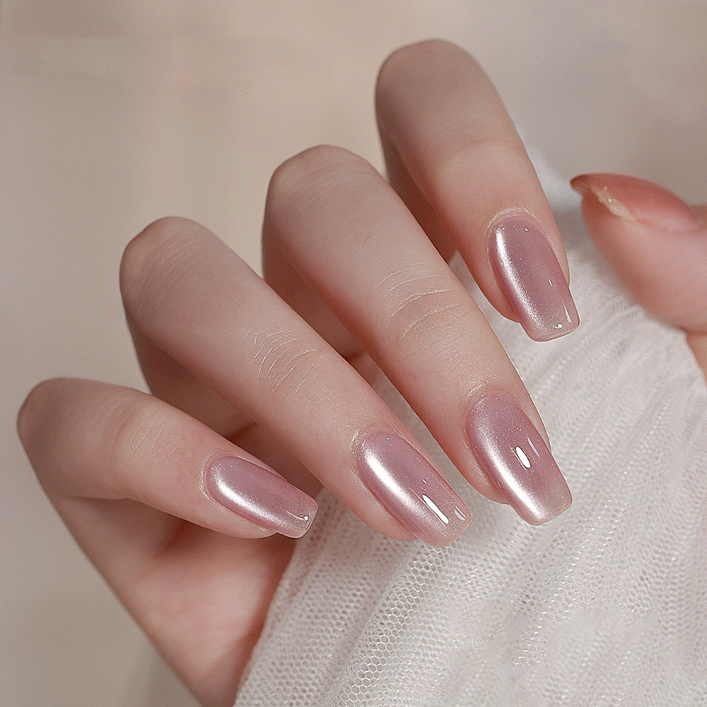 Uñas que usan piezas de uñas falsas, sensación de alta calidad, ojos de gato, piezas de uñas para uñas, 24 piezas, parches de uñas de escalera corta al por mayor image 1