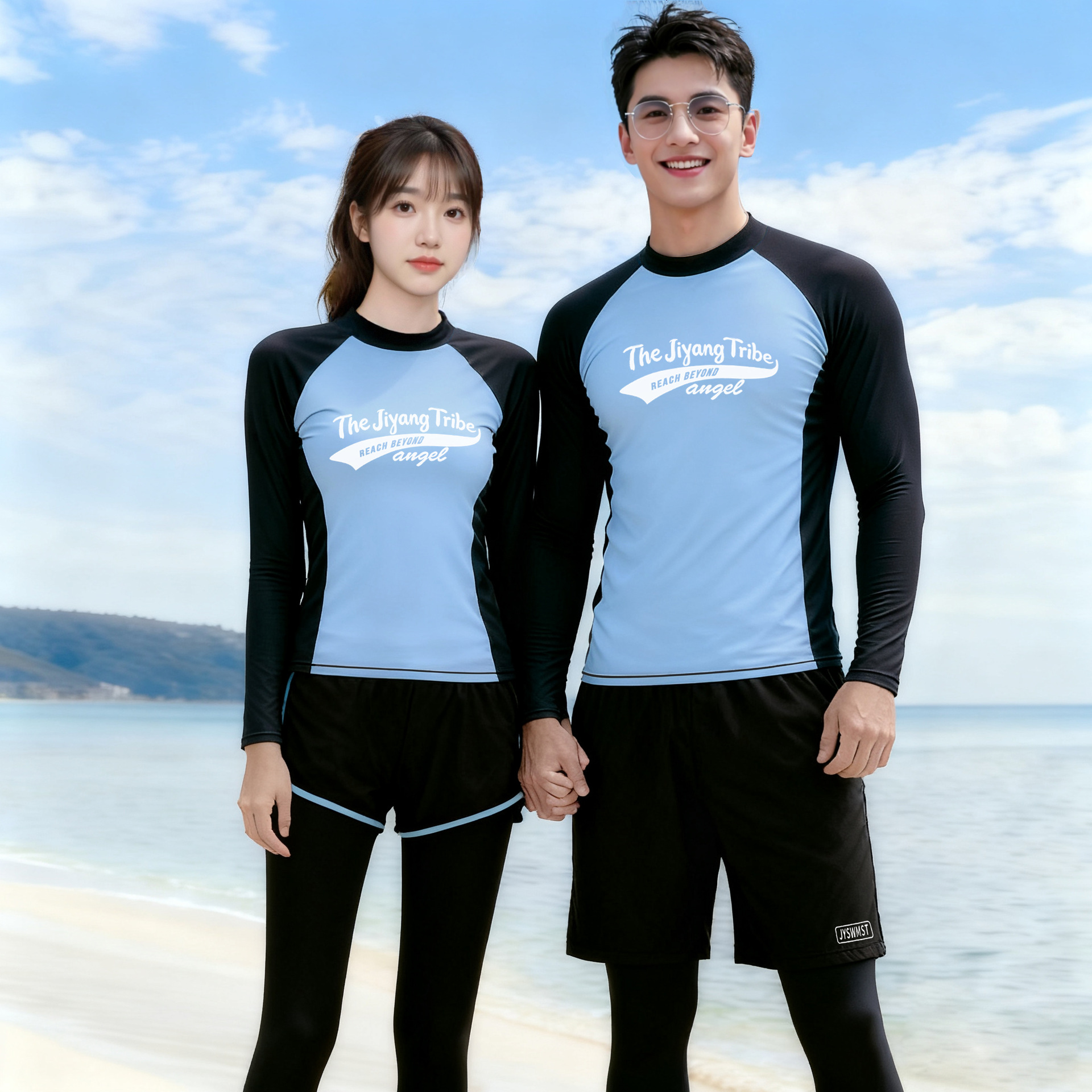 Couple's Swimwear Korean Men's Sun-Protective Two-Piece Long-Sleeve Long-Pants Snorkeling Rash Guard Women's Surfing Suit Quick-Dry Diving Suit