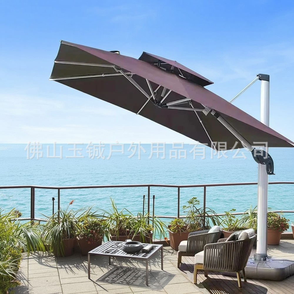 侧边伞休闲咖啡厅花园罗马边柱庭院伞遮阳伞可丝印LOGO伞户外庭院