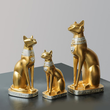 北欧轻奢网红古埃及猫金色时尚客厅玄关桌面树脂工艺品创意摆件