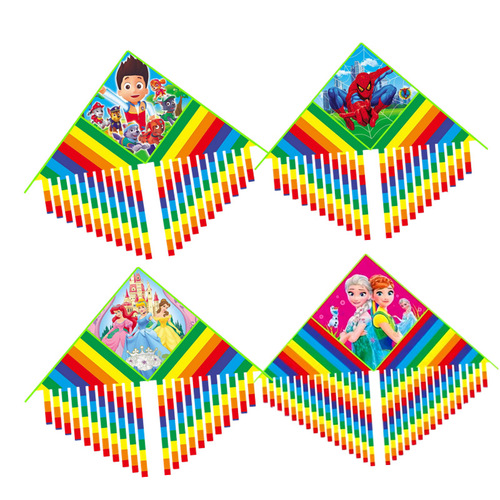 Cartoon Multi-Tailed Kite, Children's Kite, Rainbow Multi-Tailed Kite, Easy to Fly in the Breeze, Street Stall Kite Supply Manufacturer Wholesale