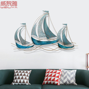 European American Style Wall Decoration Mediterranean Style Iron Sailing Wall Hanging Wall Living Room Bedroom Dining Room Wall Decorations