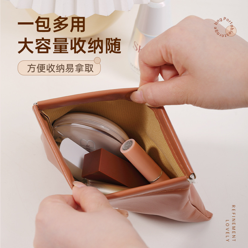 防水化粧バッグ携帯ミニ洗面バッグ自動弾片口紅イヤホンバッグお金収納バッグ小銭大容量|undefined