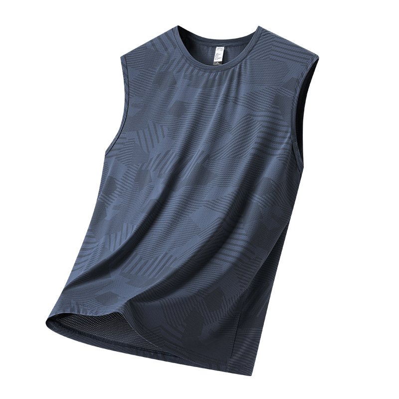 Chaleco de hielo para hombre de verano, camiseta de hombro ancho sin mangas, camiseta de hombro de secado rápido, camiseta de media manga transpirable