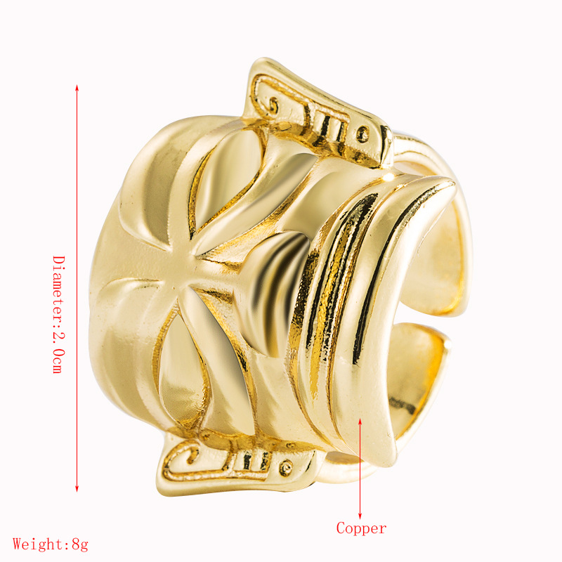 Fashion Geometric Gold Mask Copper Open Ring display picture 1