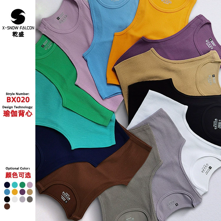 Европейский и американский трансграничный влагоотводящий быстросохнущий жилет для бега из регенерированного нейлона, спортивный женский жилет для фитнеса и йоги