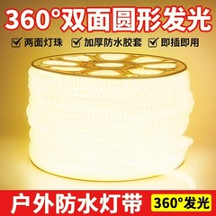 両面ラウンド 100m ストリップ LED ソフトライトストリップ 220v 超高輝度 COB 屋外防水エンジニアリング外壁雰囲気ライト
