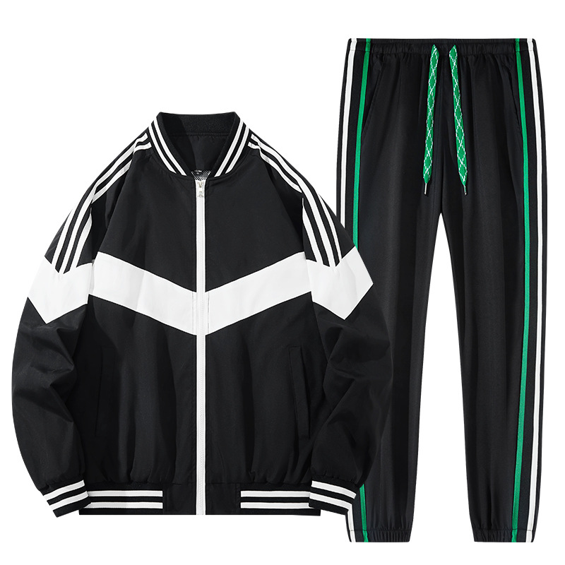 Conjunto deportivo de tres rayas para hombre, estilo coreano, informal, moderno, de dos piezas, con chaqueta y pantalones largos, para primavera y otoño.