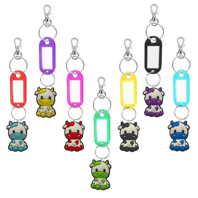 Cross-border Heavy-shooting Cow Colorfulful Plastic Sign Key Tag Esy Luggage Label Keychain Classification Label