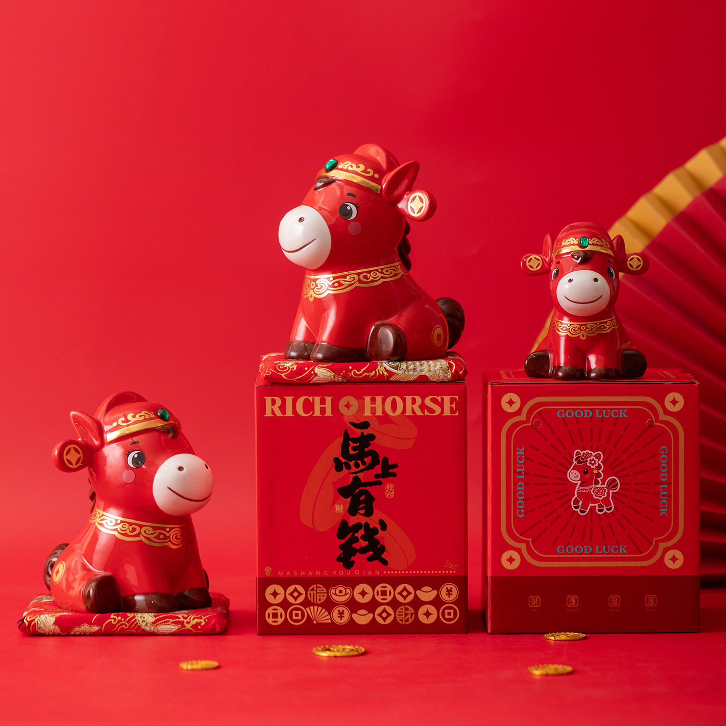 马年生肖陶瓷存钱罐大号摆件礼品公司开业年会送礼家居招财马摆件