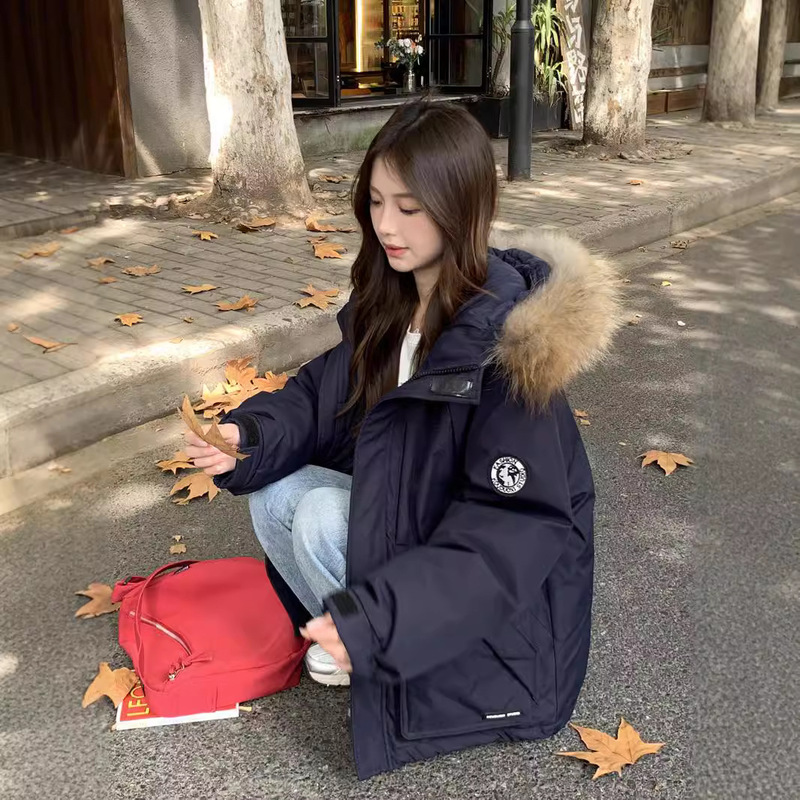 2025 New National Standard 90% down Work Parka for Women, Mid-Length, Petite Size, Winter Thickened Coat with Raccoon Fur