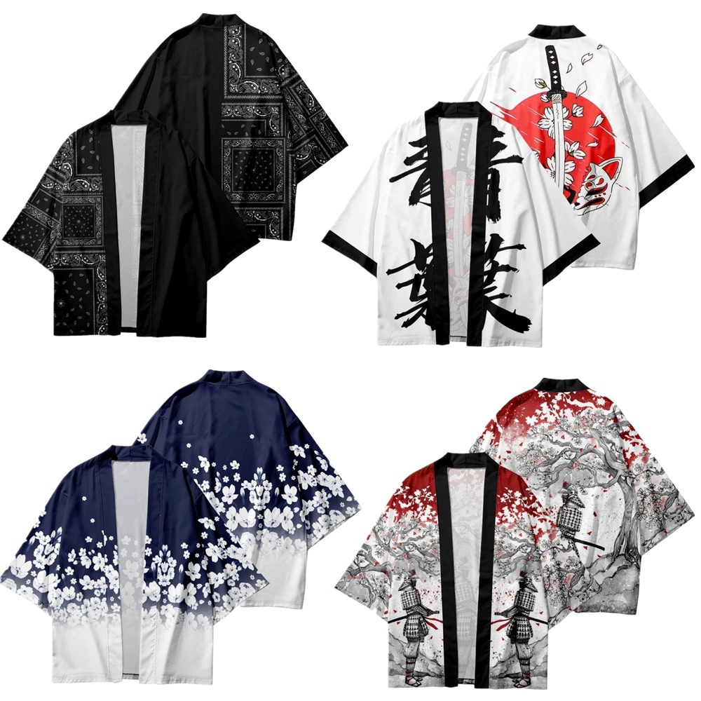 2025 Трансграничные горячие продажи креативные элементы кардиган перо ткацкие рукава плащ 3D с печатным принтом Cat Повседневное кимоно мужчина