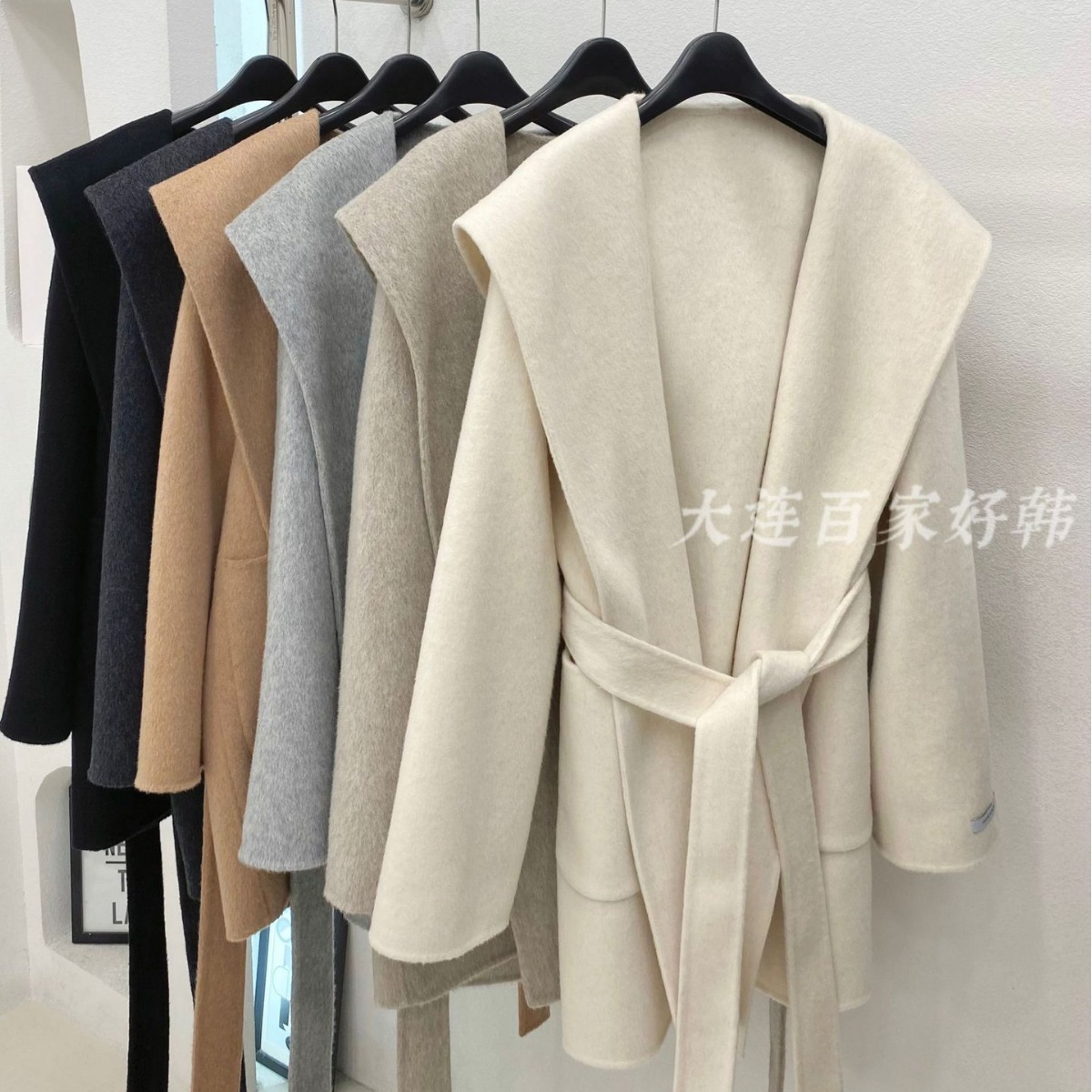 Small Hooded Loose Pure Color Short Double-Sided Wool Coat Lazy Socialite Autumn and Winter Korean Style Ins Female Classic