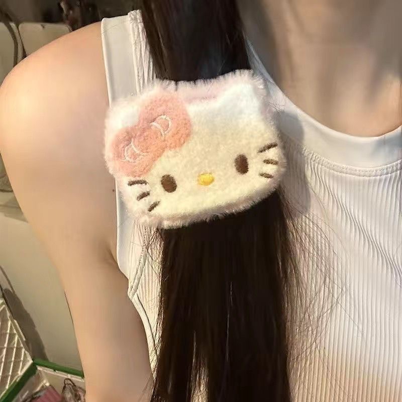 可爱kt小猫发夹甜美少女毛绒kt卡通头发侧边配饰刘海夹bb夹洗脸用|undefined