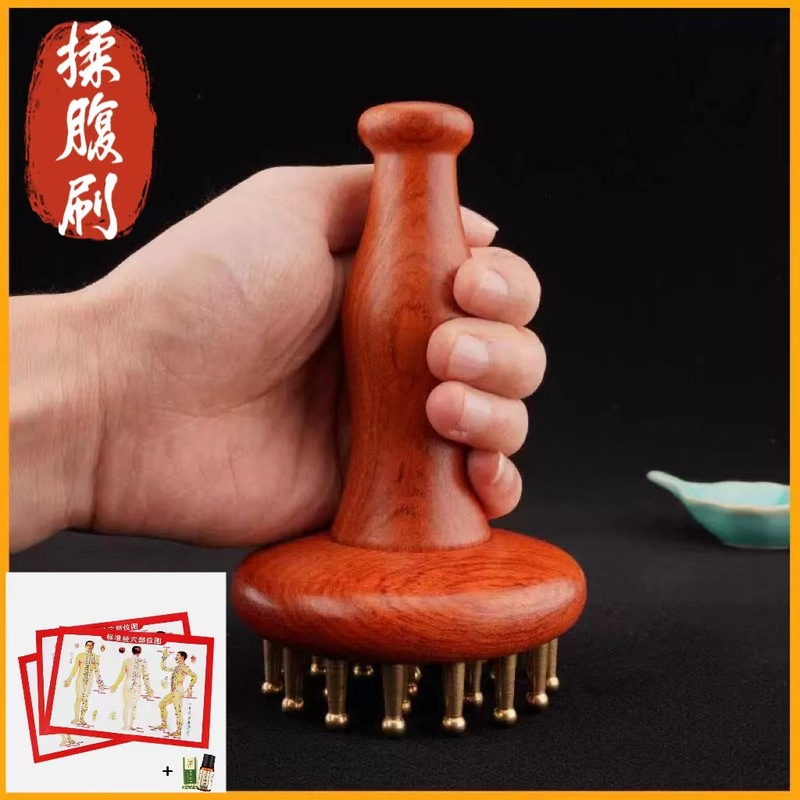 木质黄铜手柄经络刷全身通用揉腹仪肚子按摩器瘦小腿筋络刮痧|undefined