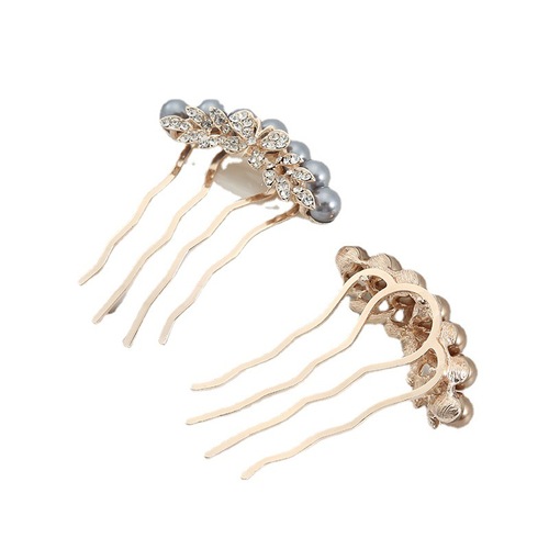  New Antique Four-Tooth Pearl Hair Comb Insert Comb Women's Rhinestone Hair Dishwasher Korean Style Headwear Hair Accessories Manufacturer Wholesale