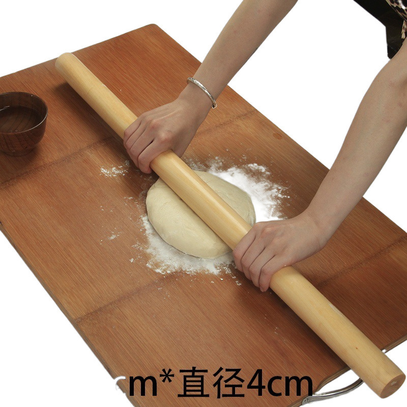 麺棒 無垢材麺棒 大型ケーキ作り キッチンベーキングツール ソメイヨシノ木麺棒 1m ブナ材棒|undefined