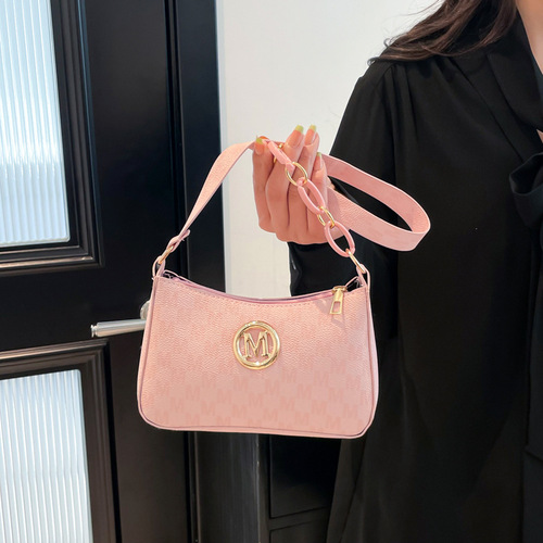 Crescent bag This year's fashionable 2025 new niche armpit bag, Western-style personalized shoulder bag, letter-printed diagonal straddle bag