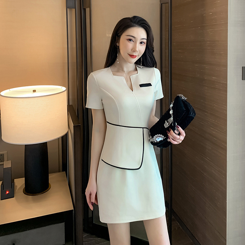 Hotel Front Desk Work Clothes Women's 2023 Spring and Summer New Slim Elegant Sauna Massage Beauty Salon Work Clothes Set Hotel Front Desk Work Clothes Women's 2023 Spring and Summer New Slim Elegant Sauna Massage Beauty Salon Work Clothes Set