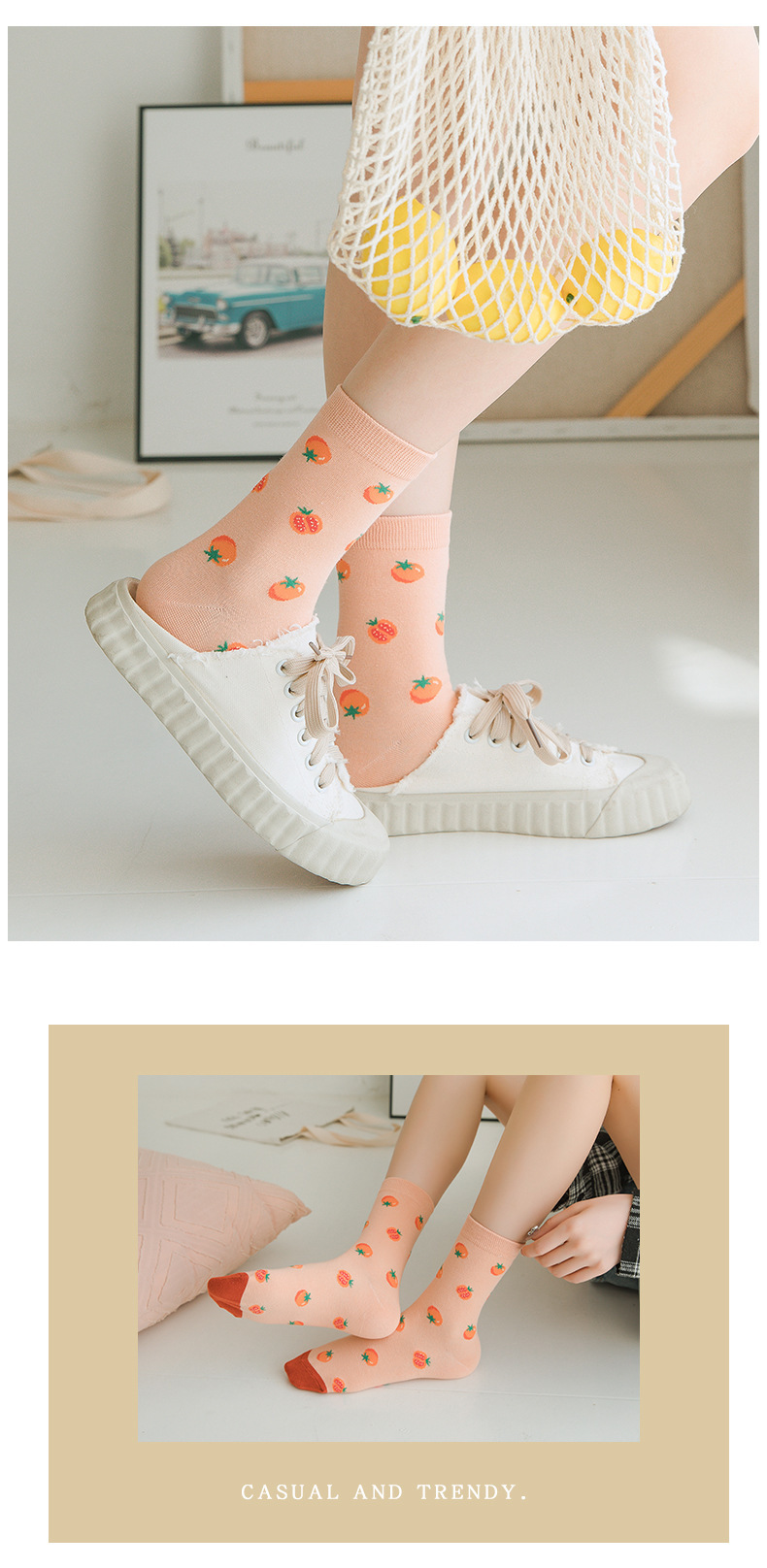 A Pair Quantity Daily Occasion Women's Sweet Fruit Mushroom Polyester Ankle Socks A Pair