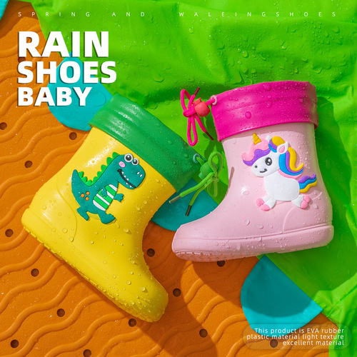 Rainbow Horse Children's Rain Boots for 1-9 Years Old EVA Small Dinosaur Boys' Student Non-slip Rain Boots for Kids Waterproof Baby Water Shoes