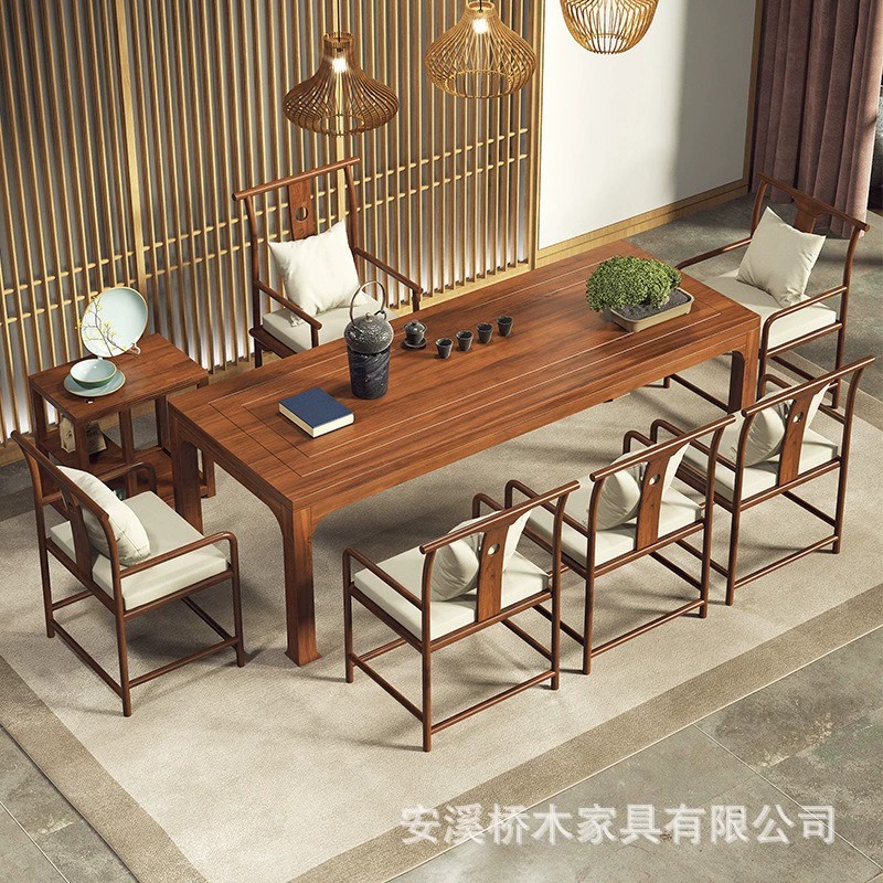 Новый чайный столик из цельного дерева в китайском стиле для дома, гостиной, чая, большой доски, чайный столик, офисный прием, комбинация чайного столика и стула для кунг-фу