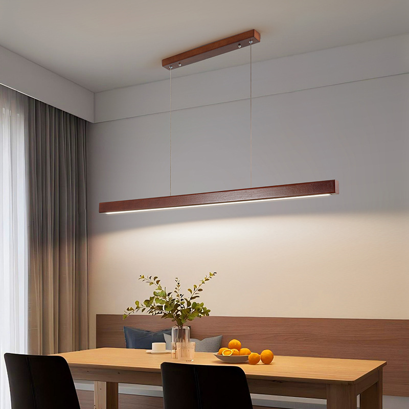 Lámpara del restaurante de madera tronco simple nuez nueva lámpara de sala de té china barra larga lámpara de mesa de comedor L335