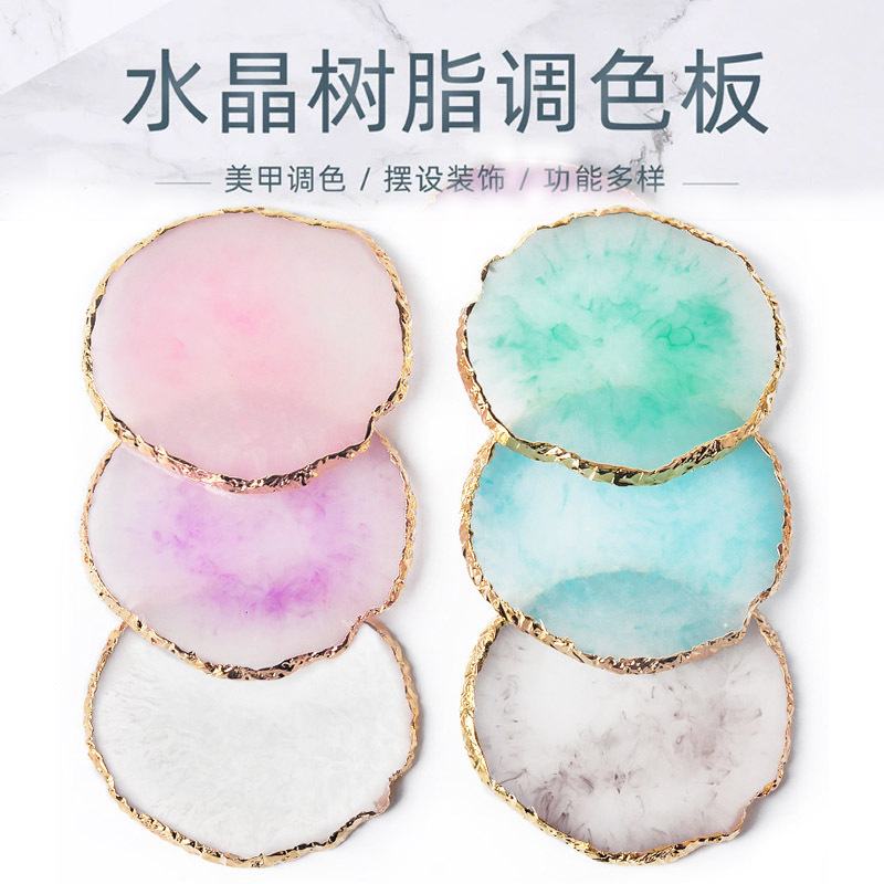 Princesa nail art ronda paleta nail art ágata pintado color a juego hoja de uñas tablero de exhibición herramienta resina paleta