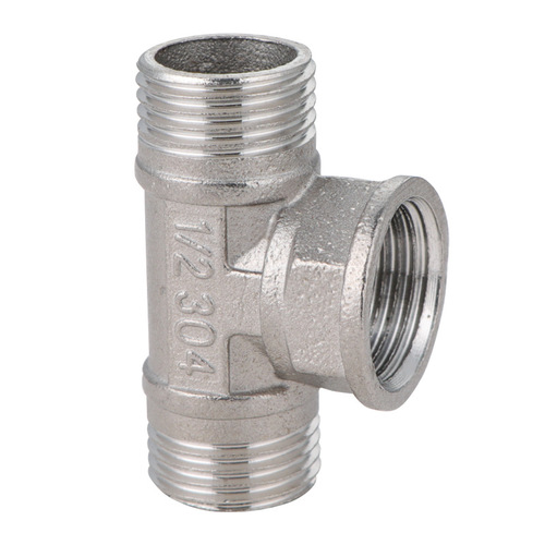 Plumbing hardware accessories wholesale 4 points outer wire stainless steel tee three outer teeth inner teeth water pipe joint