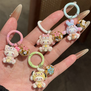 Bell New Sanrio Cartoon Keychain Student Schoolbag Cute Pendant Girl Accessories Jewelry Girlfriend Gift