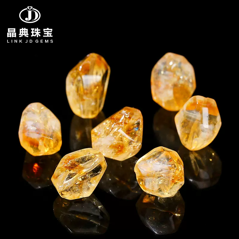 晶典珠宝 天然黄塔晶随形珠diy饰品不规则切面珠通孔水晶配件批发