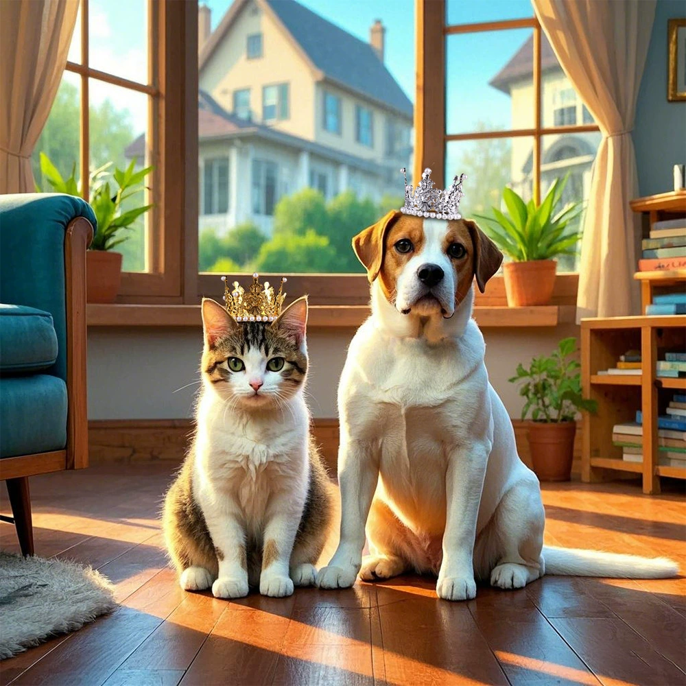 Новая корона для кошек и собак, украшение для дня рождения, регулируемая веревочная корона, праздничные украшения