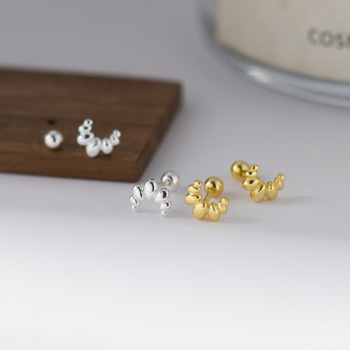 Geometric Pattern Women's Gender 1 Pair 925 Sterling Silver Geometric Ear Studs
