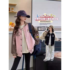 女童棒球服秋冬款新款网红童装女孩冬装运动衣服大童加绒外套