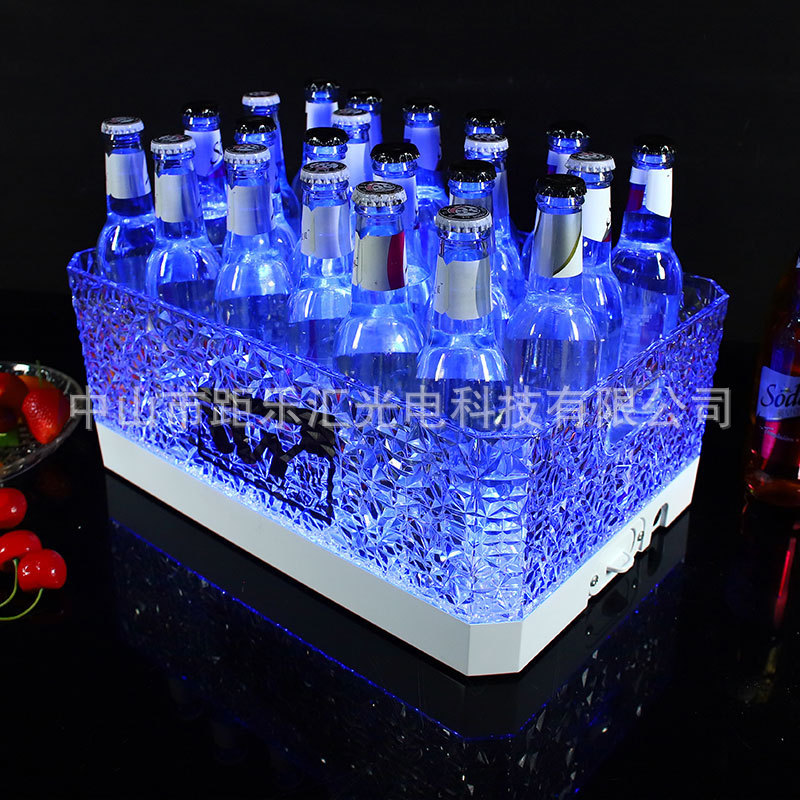 LED氷紋七彩発光氷桶アクリル24本ビール枠シャンパン桶KTVパーティーバー発光氷桶|undefined