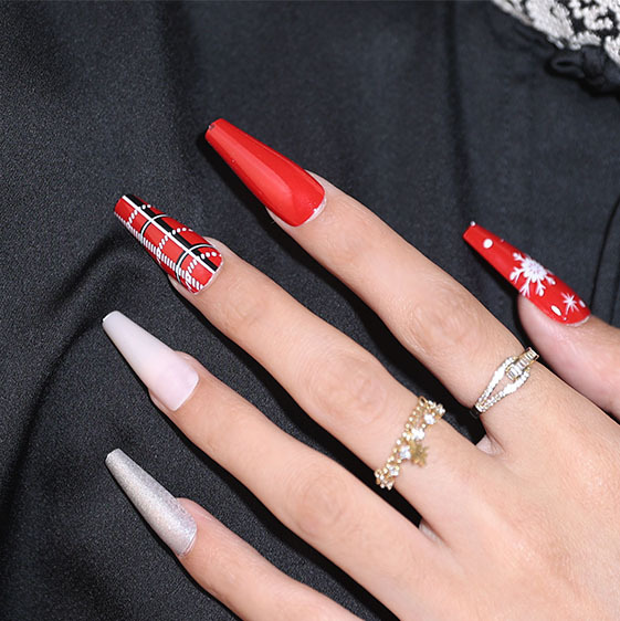 Navidad desgaste armadura nupcial clavo artificial acabado uñas pieza caja desmontable parche de uñas