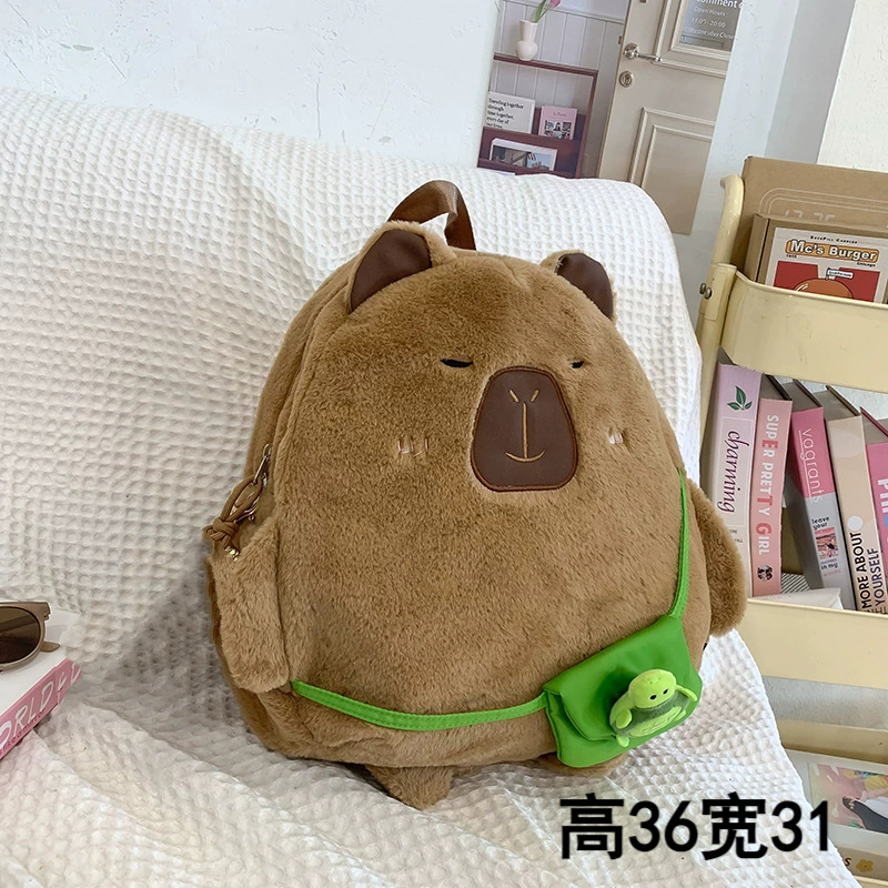 高颜値カピバラ人形ランドセルぬいぐるみバッグ漫画ポケットかわいいカピバラ収納袋|undefined
