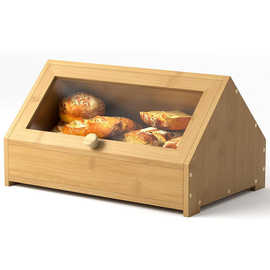 木质面包箱亚克力盖甜品糕点陈列展示盒实木桌面饮料水果储物盒