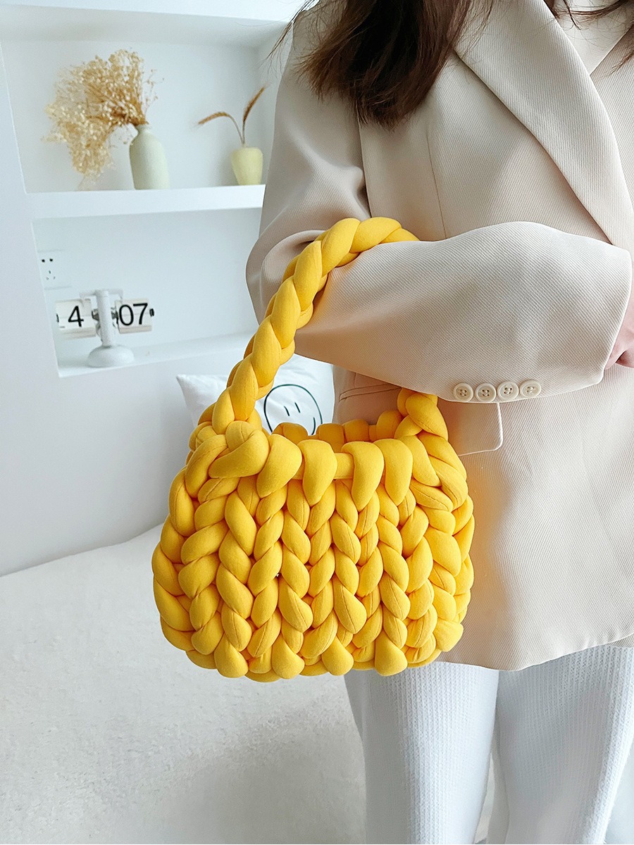 Amazon transfronterizo ultra grueso islandés lana diy bolsos tejidos a mano bolsos de mano coreanos retro versátiles productos terminados