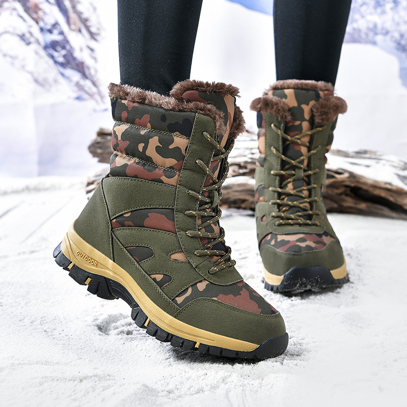 Botas de Nieve Altas de Camuflaje para Mujer, Cuero Sintético, Térmico, para Deportes image 5