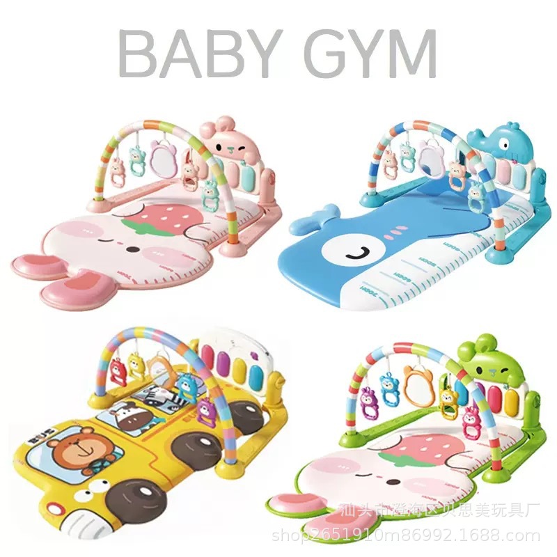 Nuevo marco de fitness para bebés, piano para pies de animales de iluminación, alfombrilla para gatear para bebés, alfombrilla para juegos, juguete de iluminación musical