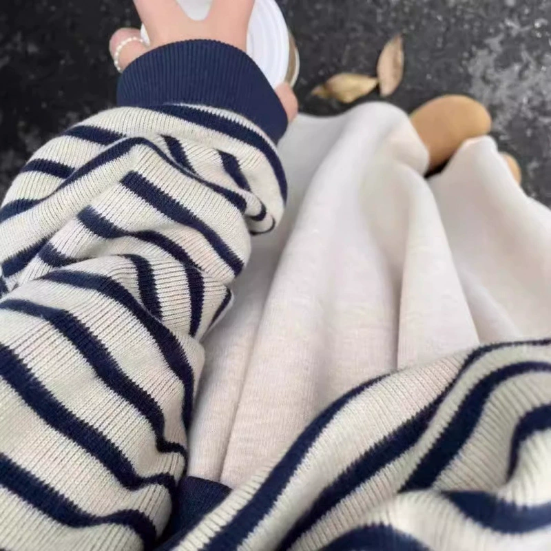Ретро длинный рукав, осенний дизайн вязаный свитшот для отдыха, оверсайз, тренд сезона, плюс сайз
