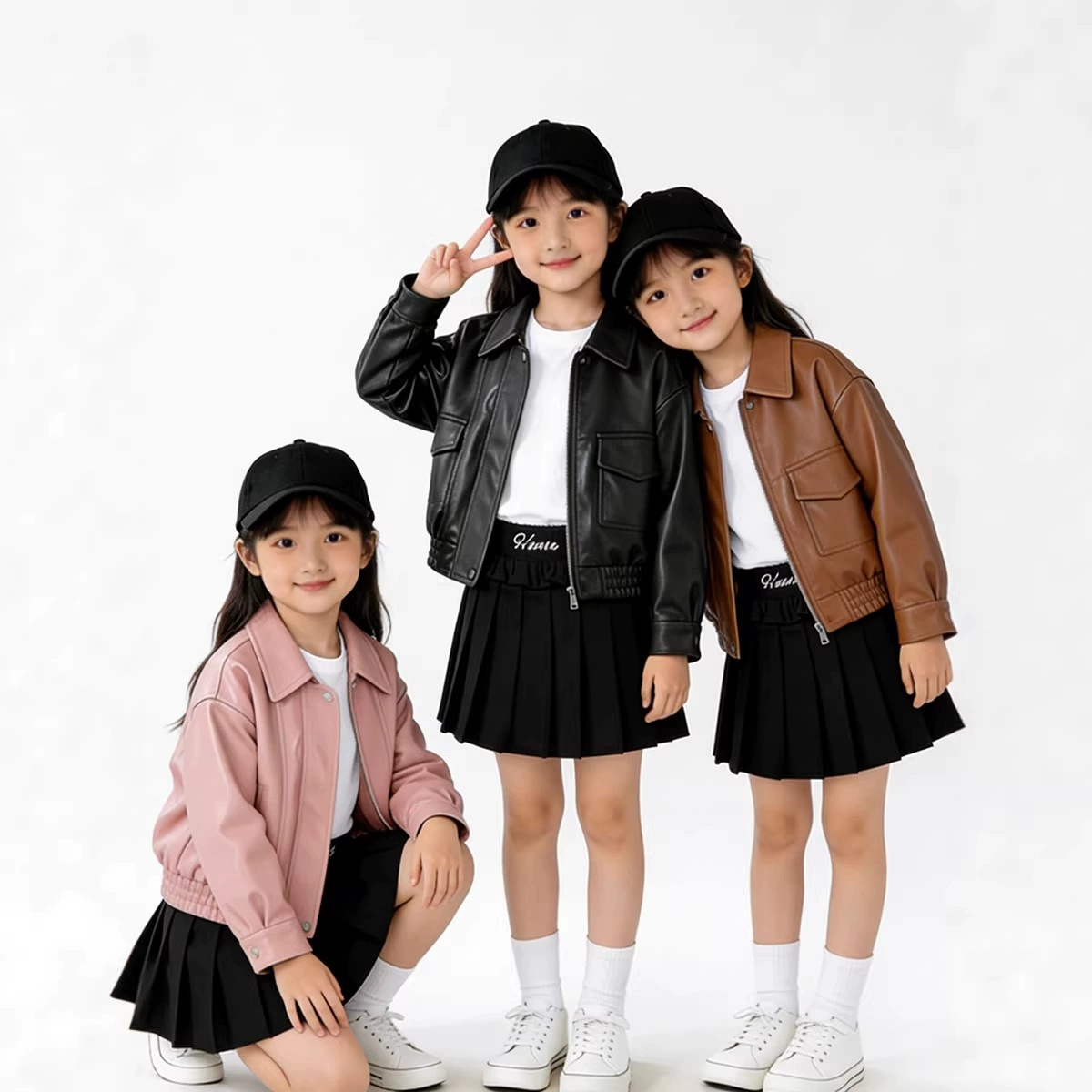 Детская кожаная куртка MDD, весна-осень 2025, однотонная кожаная куртка с лацканами для мальчиков и девочек, мотоциклетная куртка в корейском стиле для мальчиков